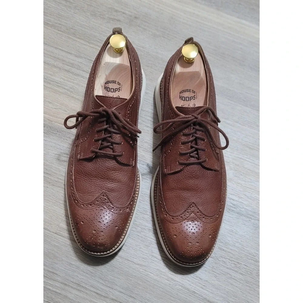 Cole Haan Men's Grand.Os Dress Oxford Brown Lace Up‎ Wing Tip Shoes 10.5 M